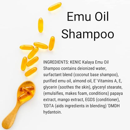 Kenic Kalaya Premium Moisturizing & Restorative Emu Oil Dog Shampoo, Repairs and Restores Skin & Hair, Soap & Paraben Free, Made in USA, for Dogs, Puppies & Cats