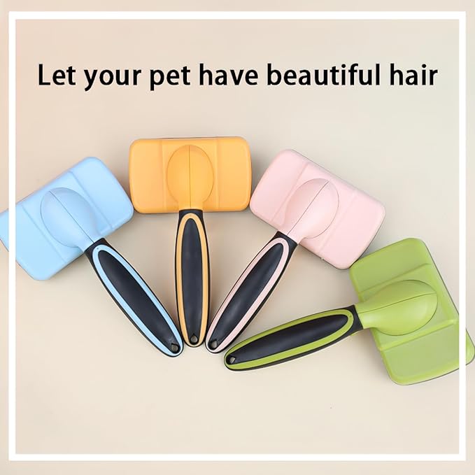 Skin-Friendly Slicker Brush for Pet Grooming - Easy-to-Clean Depilatory Brush for Dogs and Cats, Puppy Hair Removal, Green