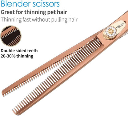 Thinning Shears for Dogs Grooming 7'' Professional Double Sided Dog Thinning Scissors 48 Teeth Blender Shears 25% Thinning Rate Japan 440C(Bronze)