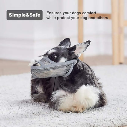 Crazy Felix Nylon Dog Muzzle for Small Medium Large Dogs, Air Mesh Breathable and Drinkable Pet Muzzle for Anti-Biting Anti-Barking Licking (S, Grey)