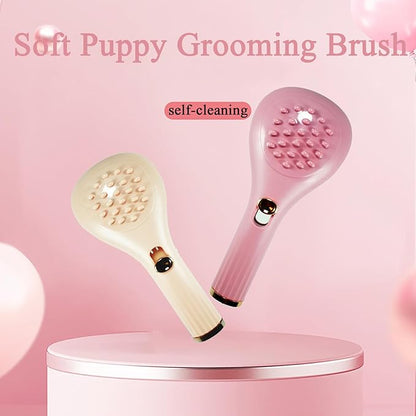 Self-Cleaning Soft Fur Brush for puppy – Scalable Gentle Grooming Brush Small Dogs Comb for Chihuahuas, Teddy Dogs, Yorkies, Maltipoos, Shih Tzus (Pink Pink)