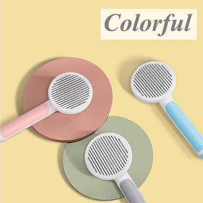 Self Cleaning Slicker Brush for Dogs and Cats, Pet Grooming Hair Brush, Removes Undercoat, Loose Hair, Mats, Tangles, and Dirt, Massages All Hair Types, Gray