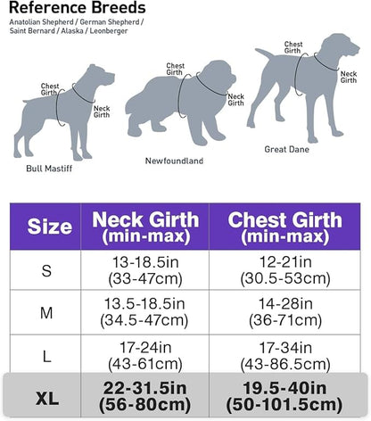 Joytale No Pull Dog Harness for Extra Large Dogs, Reflective Pet Vest with Front Clip, Adjustable Soft Padded Harnesses with Easy Control Handle for Training and Walking, Purple, XL