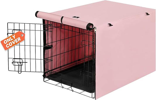 X-ZONE PET Double Door Dog Crate Cover - Polyester Pet Kennel Cover Fits 30 inches Wire Dog Cage Pink