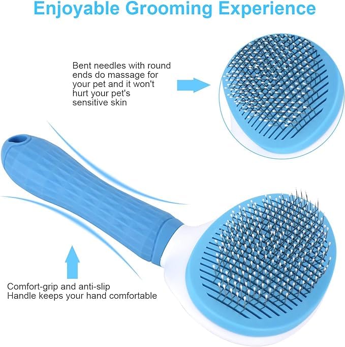 Pet Massaging Tool Dog Hair Deshedding Pet Grooming Brush | All Hair Types - Blue