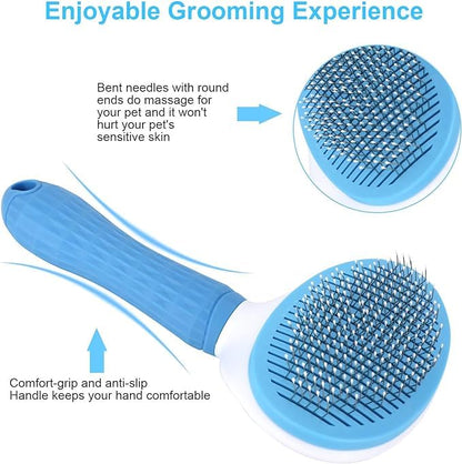 Pet Massaging Tool Dog Hair Deshedding Pet Grooming Brush | All Hair Types - Blue