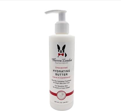 Warren London Hydrating Butter Leave in Pet Conditioner for Dogs | Lotion for Skin and Coat | Aloe Puppy & Dog Conditioner for Hair Detangler, Dry Skin, & Dandruff | Unscented 8oz