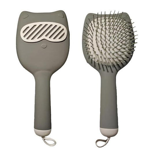 Soft Bristle Cat-Ear Puppy Brush Small Dogs Gentle Comb Grooming Tool Yorkie Shih Tzu Maltipoo Maltese (Grey)