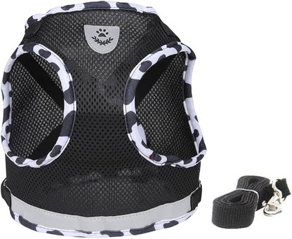 FEimaX Dog Harness and Leash Set for Walking, Soft Mesh Adjustable Easy Control Lightweight Cat Vest Harnesses with Reflective Strips, Escape Proof Small Dogs Cats Vests