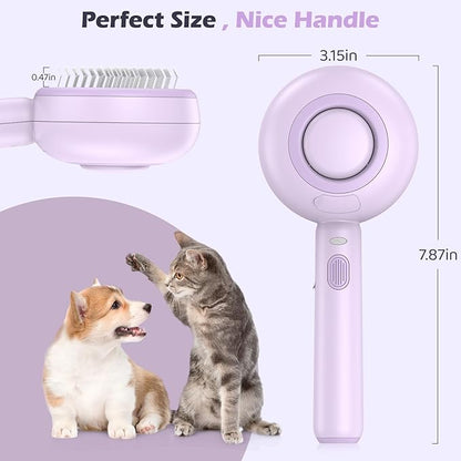 Cat Steam Brush, 3 In 1 Steam Cat Brush with Release Button and Tank, Cat Brush for De-shedding that Effectively Remove Knots and Loose Hair, Cat Brush with Steam for Long and Short Hair Dogs and Cats