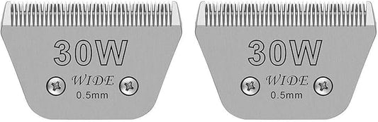 Wide Blades for Dog Grooming Blades Compatible with Andis,Oster A5,Wahl km10 Dog Clippers Stainless Steel Blades Blades for Animal Dog,Cat,Horse, (#30W(0.5mm)/2PCS)