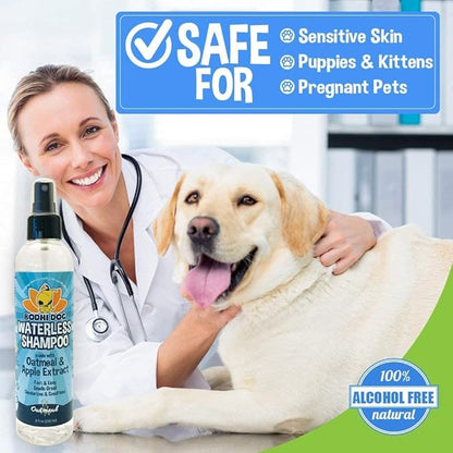 Bodhi Dog Waterless Shampoo - Natural Dry Shampoo for Dogs & Cats - Neutralizes Pet Odor - No Rinse Required - Made of Natural Extracts - Safe for Sensitive Skin - Oatmeal & Apple (8 Fl Oz)