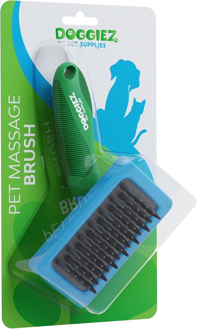 Silicone Bristle Brush for Pet Grooming - Cat and Dog Massage Brush for Short & Long Hair
