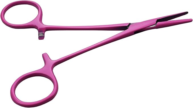 Pet Colourful Stainless Steel Hemostat Hemostatic Forcep,Pet Ear Hair Pull Forcep,Bend Head and Straight Head kit (Pink)