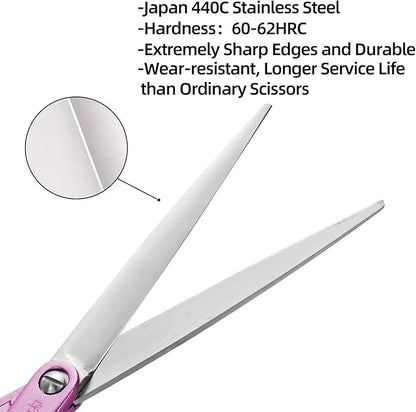 6.5" Dog Grooming Scissors Ultra-Light Aluminum Handle Scissors for Dogs and Cats Straight Blade Cutting Shears Professional Pet Quick Trimming Sharp (Purple-Straight)