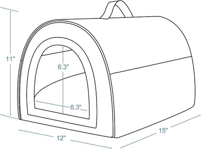 Jiupety Cozy Small Pet Dog House, 2 in 1 Puppy House, S Size for Cat and Puppy, Warm Cave Sleeping Nest for Cats and Dogs, S(15"×12"×11"), Up to 5.5 Lb, Brown