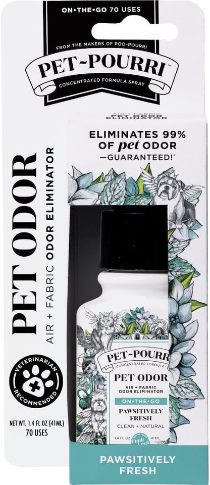 Pet-Pourri Pet Odor Air + Fabric Odor Freshener Spray, Pawsitively Fresh, Travel Size 1.4 Fl Oz
