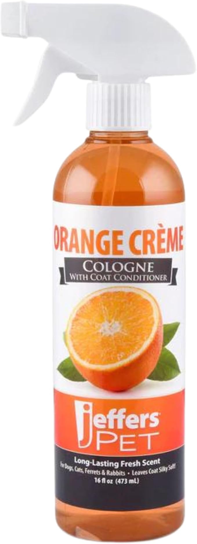 Jeffers Pet Cologne for Dogs, Cats, Rabbits & Ferrets, Orange Creme 16oz – Soap-Free, Conditioner for Silky Coats, Safe & Fresh Fragrance, Deodorizing Spray for Pets, Grooming Essentials