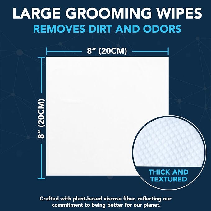 NOVEHA Dog Wipes - Odor Eliminating and Cleaning Grooming Wipes for Dog's Paws, Body, and Butt - Perfect for Puppy and Adult Dogs - Plant-Based, Safe, Convenient & Large Unscented Wipes (360 Counts)