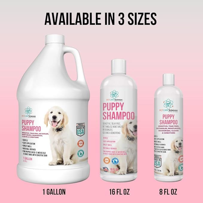 16 fl oz Tearless Puppy Shampoo and Conditioner - Anti Itch Dog Shampoo Sensitive Skin - Coconut Oil Oatmeal Pet Shampoo for Puppies