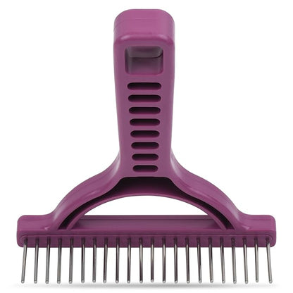 The Untangler Rakes for Grooming and Shedding -silky smooth rotating teeth to easily collect loose hair (Purple, Extra-Long)
