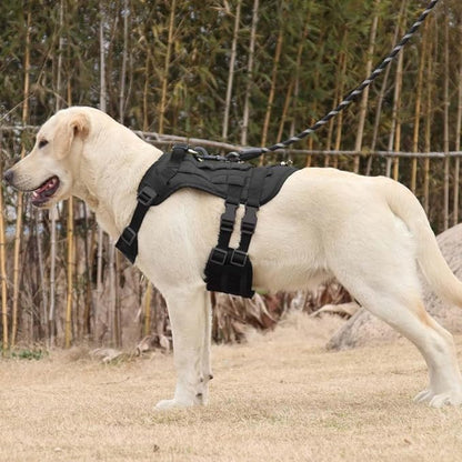 Tactical Harness for Large Dogs, Heavy Duty No Pull Dog Harness with Handle, Adjustable Size with Leash Clips, Suitable for Training, Walking, Hiking （Black，L）