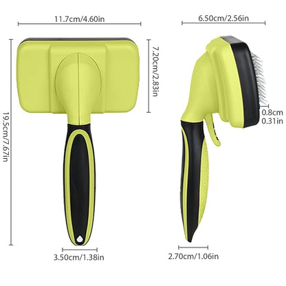 Skin-Friendly Slicker Brush for Pet Grooming - Easy-to-Clean Depilatory Brush for Dogs and Cats, Puppy Hair Removal, Green