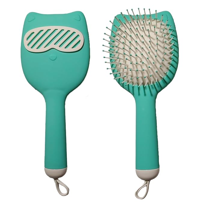 Soft Bristle Cat-Ear Puppy Brush Small Dogs Gentle Comb Grooming Tool Yorkie Shih Tzu Maltipoo Maltese (Sky Blue)