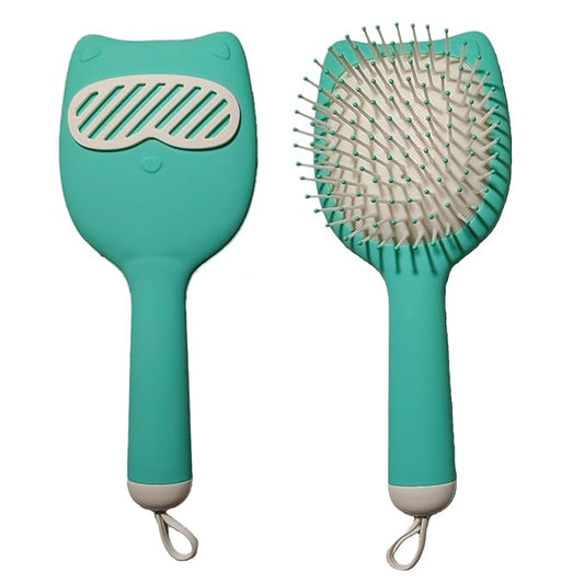 Soft Bristle Cat-Ear Puppy Brush Small Dogs Gentle Comb Grooming Tool Yorkie Shih Tzu Maltipoo Maltese (Sky Blue)