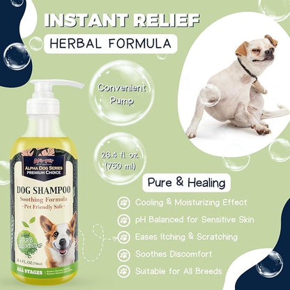 Alpha Dog Series - Grooming Natural Herbal Dog Shampoo, pH Balanced Shampoo for Dogs, Moisturizing Soothing Dog Shampoo for Sensitive Skin - 26.4 fl. oz.