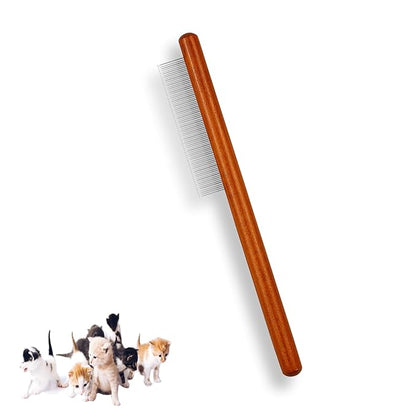 Solid Wooden Puppy Grooming Brush, Pet Flea Lice Comb, Stainless Steel Teeth Massage Comb for Cat Dog Rabbit, Loose Fur for Shih Tzus, Yorkies, and Maltipoos, Small Medium Pets
