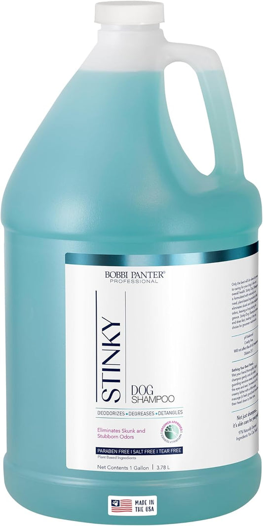 Bobbi Panter Heavy Duty Deodorizing Dog Shampoo for Degreasing & Moisturizing - Natural Ingredients, Tear-Free, pH-Balanced, 20:1 Concentrated Formula, Fresh & Clean Scent, 1 Gal.