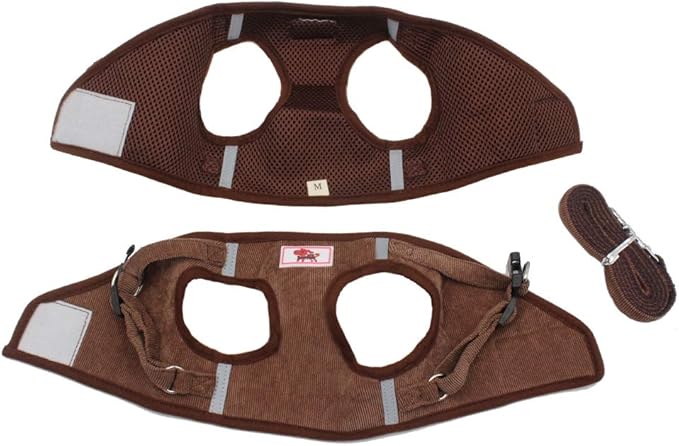 FEimaX Dog Harness and Leash Set, No Pull Reflective Adjustable Pet Harnesses for Puppy Kitten Soft Corduroy Chest Harness for Small Medium Dogs and Cats Easy Control Vest for Outdoor Walking