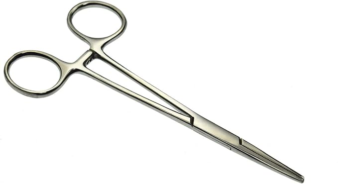 Professional Stainless Steel Pets Dogs Cats Hemostat Forceps Scissors Ear Hair Clamp Pulling Shears Plier Pet Dog Trimmer Accessories Straight Curved Silver 5.5 Inch (Straight)