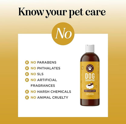 Soothing Oatmeal Shampoo for Dogs - Cleansing and Moisturizing Aloe & Oatmeal Dog Shampoo for Smelly Dogs of all Ages & Breeds - Gentle Sulfate and Paraben Free Dog Wash Made in USA (Sweet Cherry)