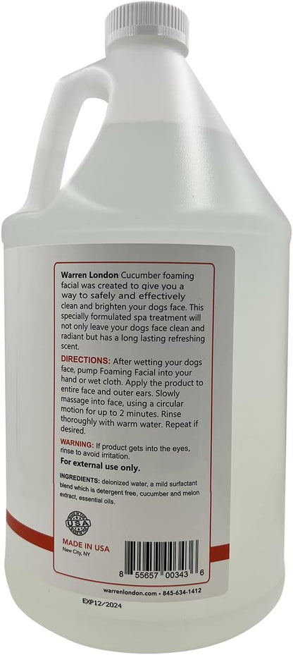 Warren London Foaming Pet Facial | Tear Free Dog Face Wash | Tearless Dog Shampoo for Faces & Dog Eye Stain Remover | Refreshing Cucumber Melon Wash | Made in USA | 1 Gallon