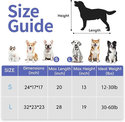 Petprsco Portable Collapsible Dog Crate, Travel Dog Crate 24x17x17 with Soft Warm Blanket and Foldable Bowl for Large Cats & Small Dogs Indoor and Outdoor