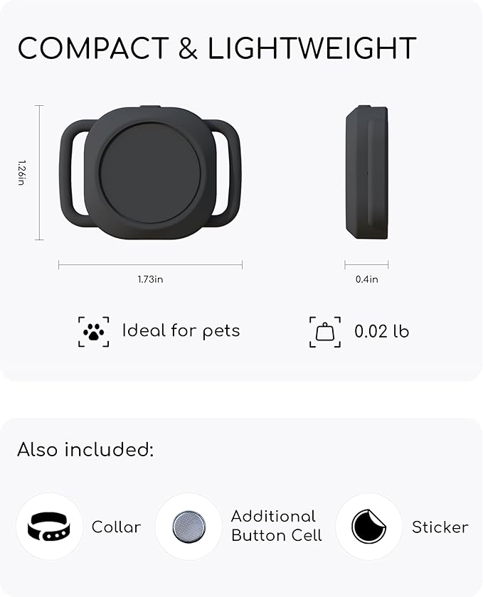 Dog Tracker, Smart Dog Collar with Real-time Pet Location, Cat Tracker Collar (iOS Only), No Monthly Fee & Long Battery Life, Works with Find My, Ideal for Dog/Cat (Pink)