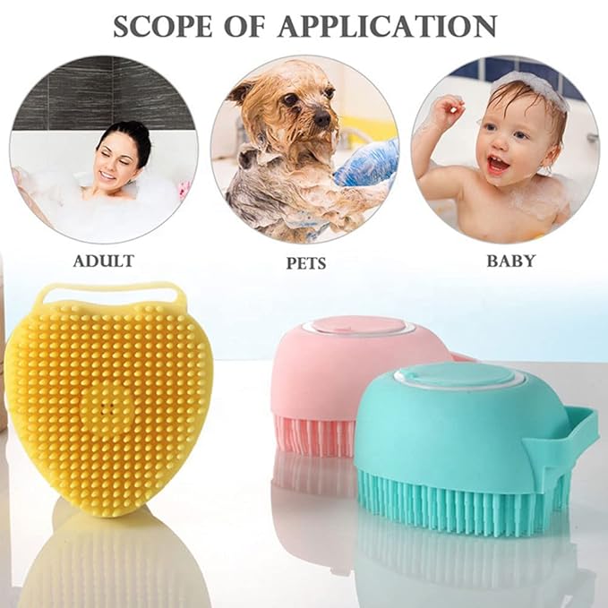 Pet Bath Brushes Massage Shampoo Dispenser (Pink)