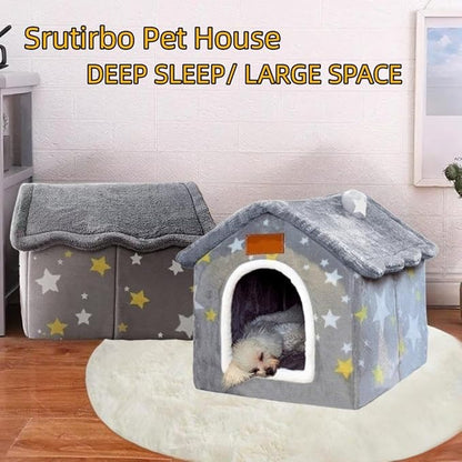 Dog House Indoor, Foldable Soft Kennel Bed Warm Cat Nest Puppy Cave with Cushion for Small Medium Large Dogs Cats (L-Within 30 lbs)