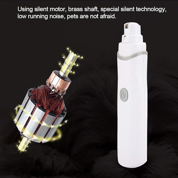 Zerodis Pet Claws Nail Grinder, Electric Battery Operated Pet Nail Trimmer Clippers Portable Dog Grooming Grinding Tool for Pet Dogs Cats (Grey)