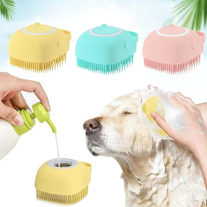 Silicone Grooming Brush for Dogs and Cats - Short and Long Hair Cleaning and Washing (Pink)