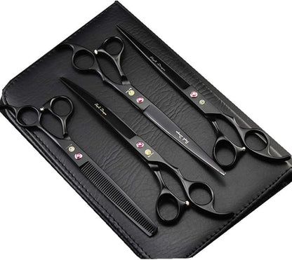 Purple Dragon 8 Inch Professional Pet Grooming Scissors Sets Dog Grooming Shear 1 Pc STRAIHT & 1 PcTHINNING & 2 Pcs Curved Scissors