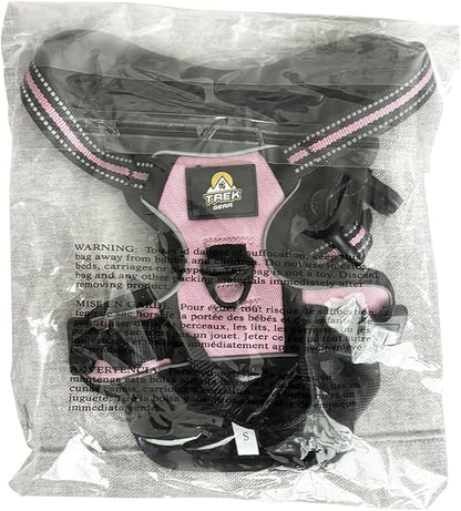 TrekGear Dog Harness, Pet Harness with 2 Leash Clips, Adjustable Soft Padded Dog Vest, Reflective No-Choke Pet Oxford Vest with Easy Control Handle (Pink - Small)