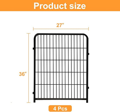 Garden Fencing 36 Inch High, 4 Panels Total 8.9 Ft(L) Dog Fence Outdoor for Yard, 4 One-Sided Plate, No Door, Anti Dig Fence Barrier, Dog Pen, Rabbit Fence, Garden Fences and Borders