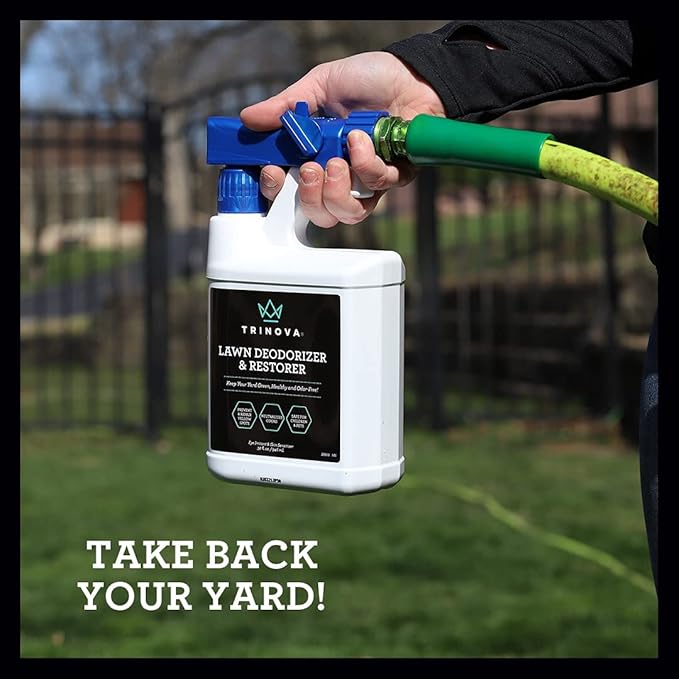 TriNova Outdoor Lawn Deodorizer & Restorer - Eliminates Dog, Puppy Feces and Urine Odors from Lawn, Yard, & Patio, Artificial Turf - Dog Urine Neutralizer for Lawns, Repairs & Prevents Yellow Spots