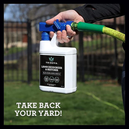 TriNova Outdoor Lawn Deodorizer & Restorer - Eliminates Dog, Puppy Feces and Urine Odors from Lawn, Yard, & Patio, Artificial Turf - Dog Urine Neutralizer for Lawns, Repairs & Prevents Yellow Spots