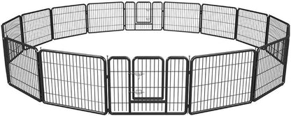 Pet Playpen Exercise Pen Dog fence Animal Kennel Cage Yard Travel Camping Wire Metal Portable Folding Indoor Outdoor Crate for Dogs with Door 24inches 8 panels and 16 panels