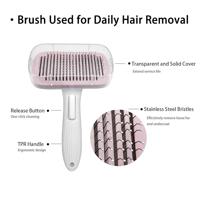 Deshedder Brush for Dogs Short Long Hair with Self Cleaning to Easy Shedding,Suitable for Cats Bunnies,Pink