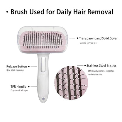 Deshedder Brush for Dogs Short Long Hair with Self Cleaning to Easy Shedding,Suitable for Cats Bunnies,Pink
